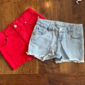 Cat & Jack girls Red and Light Blue Jean Shorts
